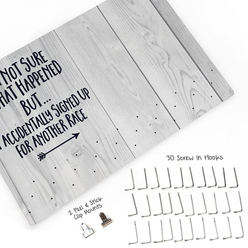Gone For a Run Hooked on Medal Hanger & Bib Display | Signed Up for Another Race | Wood - Image 4